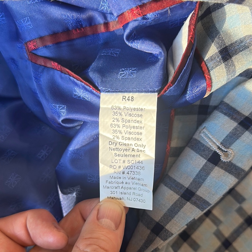 Ben Sherman Blue and Black Checkered Blazer - Picture 3 of 3